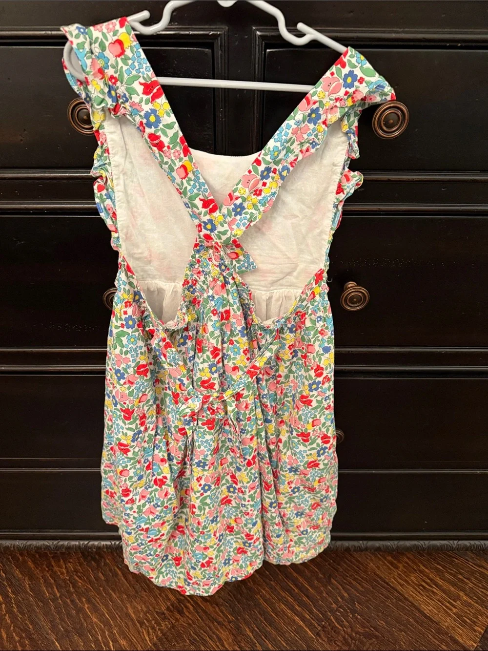 Mini Boden Floral Cotton Dress in Red, Blue & Green - Picture 4 of 4